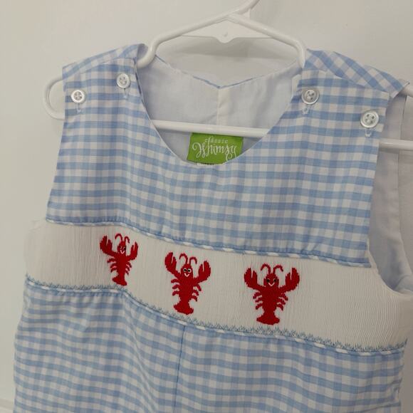 Boy’s Classic Whimsy Lobster Embroidered One Piece Romper Outfit 3T - Picture 2 of 7